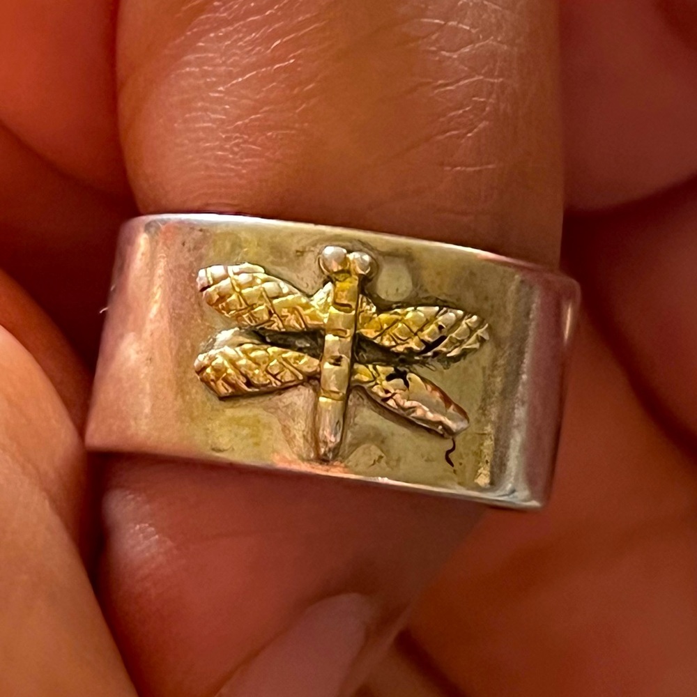 Dragon Fly 925 Silver Open Ring - image 1